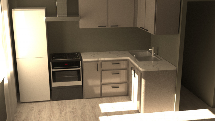 рендер интерьера кухни