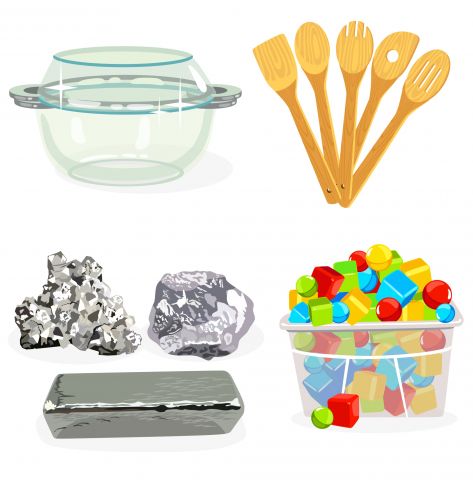 Стекло, металл, дерево, пластик