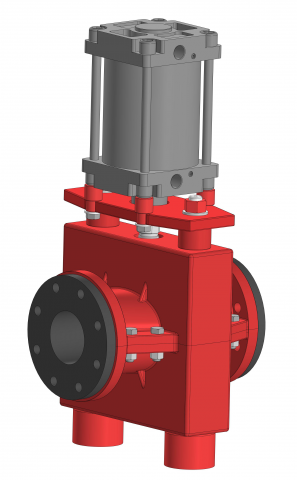 Шланговая задвижка с пневмоцилиндром