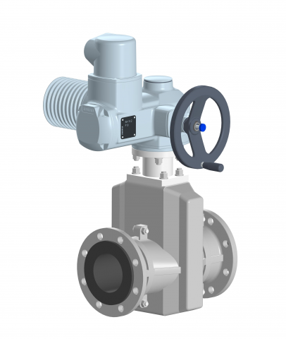 Шланговая задвижка с электроприводом