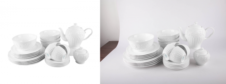 Обтравка и цветокоррекция фотографии сервиза