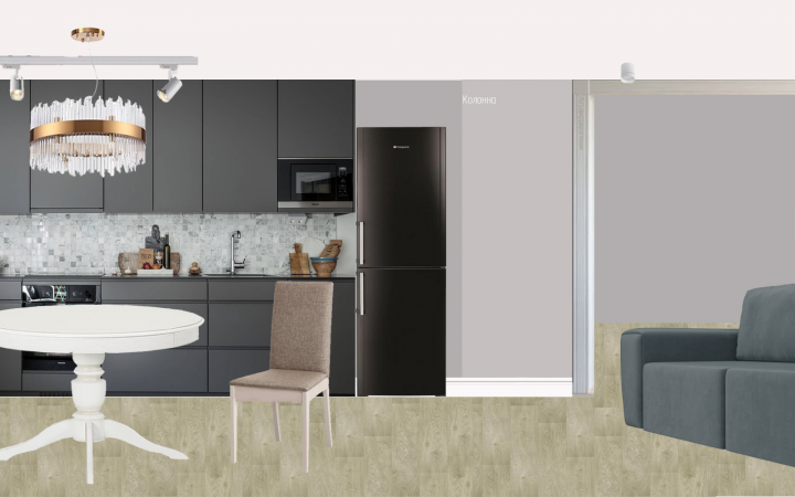 коллажи кухня- гостиная в  современном стиле 25 м2
