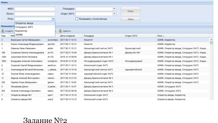 Test Case Проверка поля со списком «Роль»