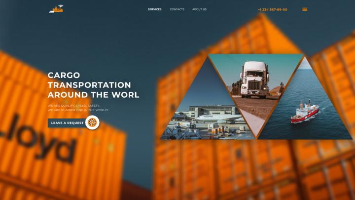 Визитка сайта о грузоперевозках/Business card of the site about