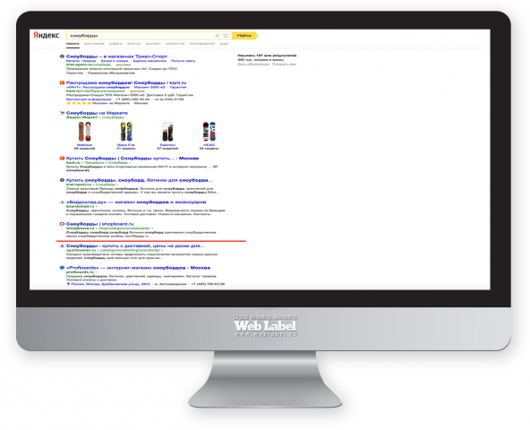 ТОП в Яндекс для SHOPBOARD.RU