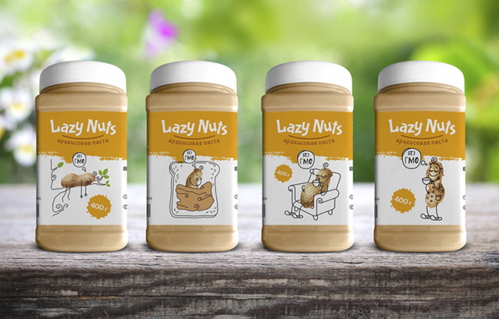Упаковка арахисовой пасты Lazy Nuts