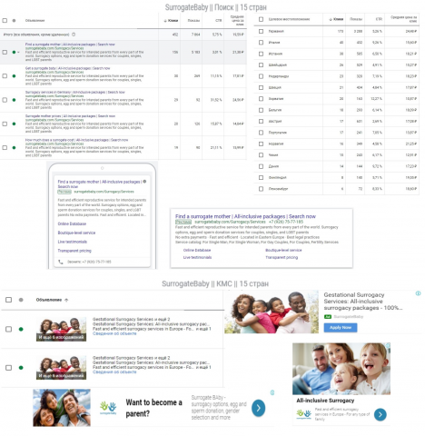 surrogatebaby.com // Google Adwords // Англоязычный