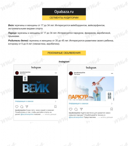 Батутный зал // Таргетинг Instagram