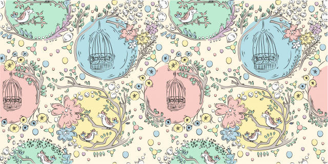 Принт "Птички" для печати на ткани