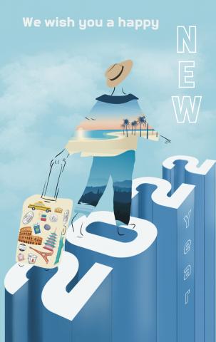 Новогодняя поздравительная открытка для travel фирмы