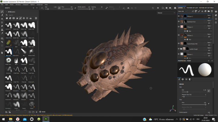Текстурирование био корабля в Substance Painter