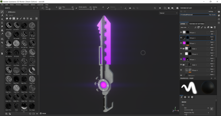 Текстурирование меча в Substance Painter