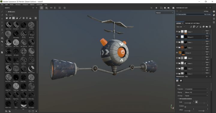 Текстурирование робота в Substance Painter
