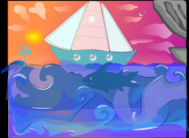 Парусник в открытом море