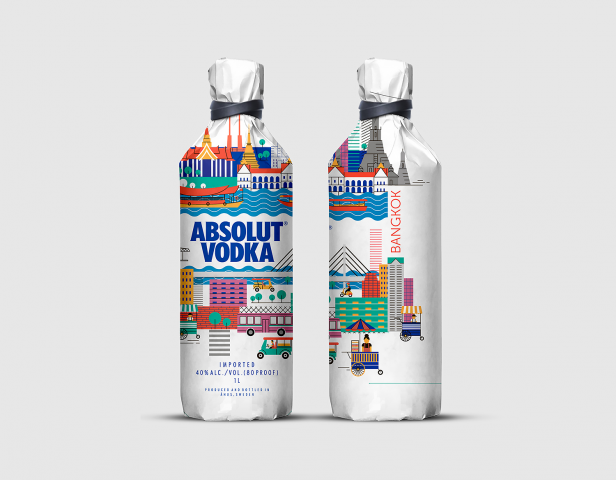 Упаковка водки ABSOLUT  серия для DUTY FREE в Бангкоке
