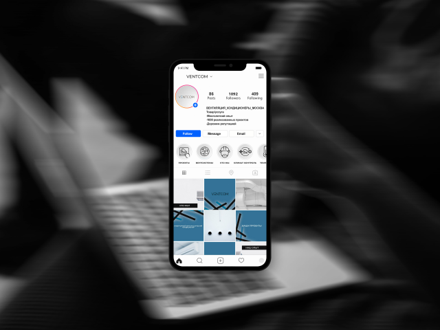 Дизайн инстаграм аккаунта Ventcom