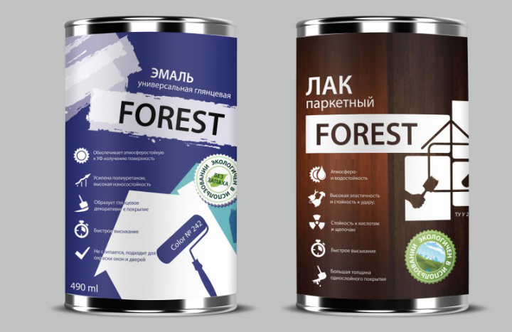 Концепт этикетки для торговой марки FOREST (Лакокрасочные издели