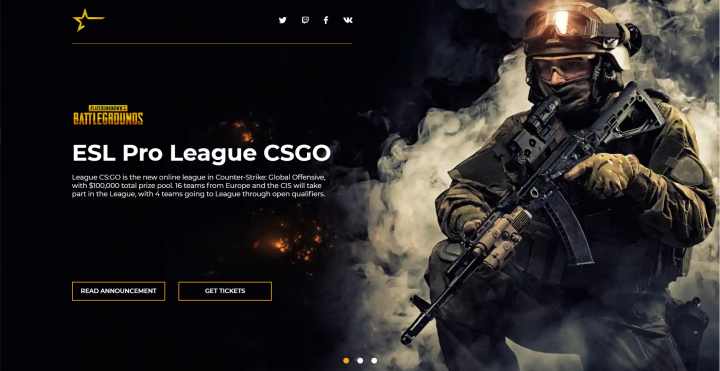 Вёрстка сайта для онлайн трансляций соревнований по CS:GO