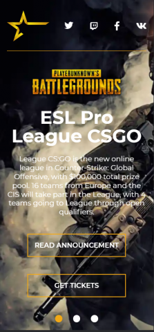 Адаптивная вёрстка сайта для онлайн трансляций CS:GO