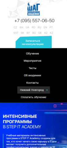 Вёрстка главной страницы IT академии