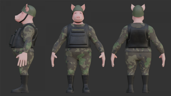 3D модель "Военный Свинья"