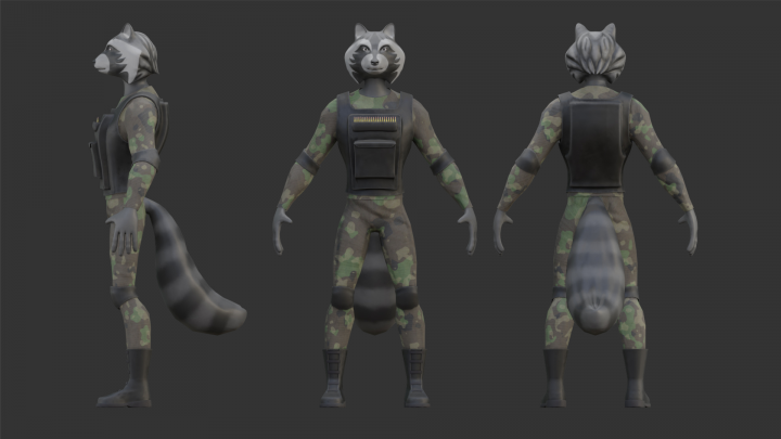 3D модель "Военный Енот"