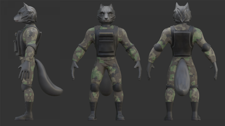 3D модель "Военный Волк"