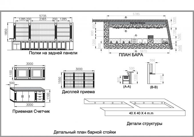 макет деталей бара