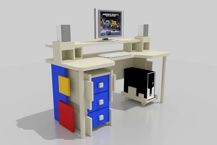 Компьютерный стол в стиле Майнкрафт