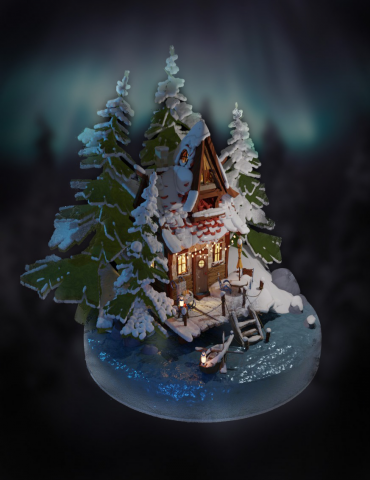 House on the lake (with snow)