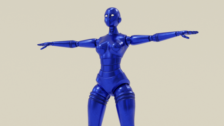Blue robot woman