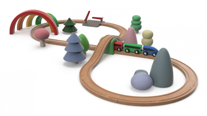 3d model wooden train.