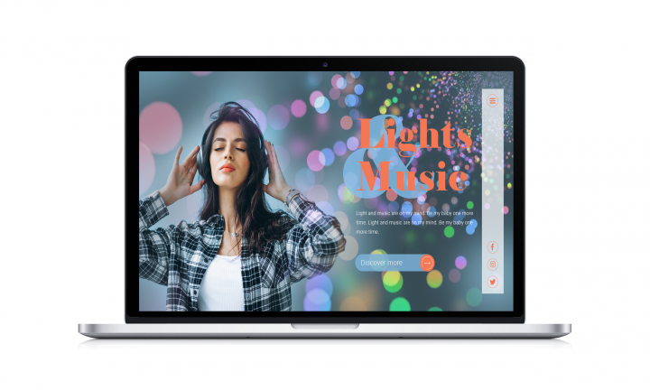 Первый экран для лендинга "Light Musik"