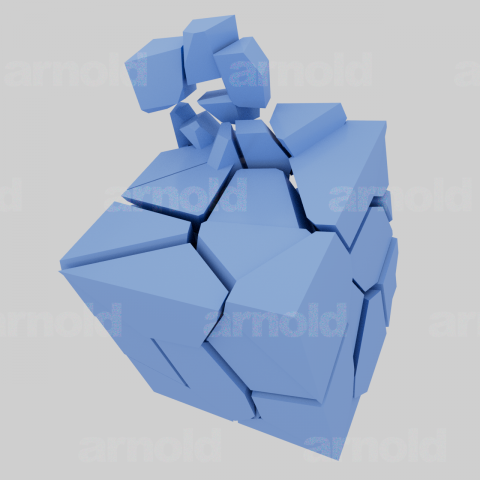 3D куб синий