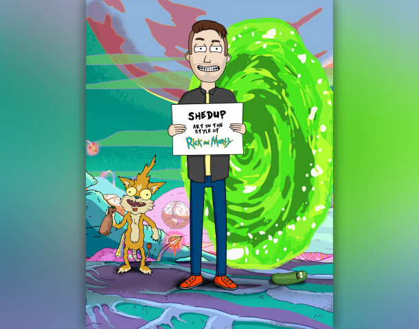 Арт в стиле Rick&Morty