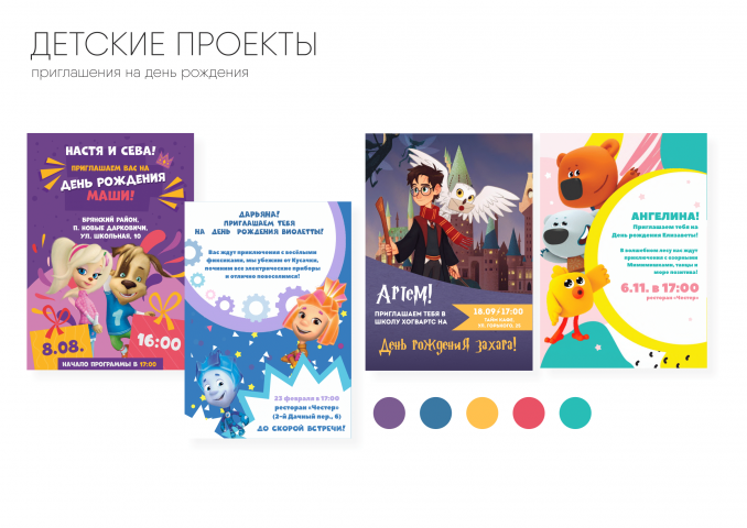 Варианты тематических приглашений на детские дни рождения