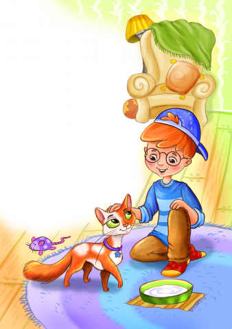 Кошка и мальчик