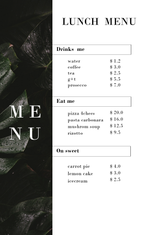дизайн меню для кофейни