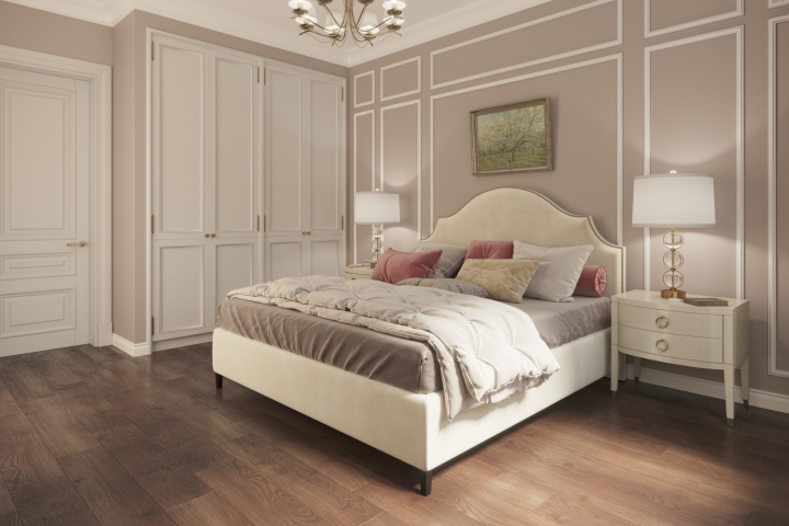 Визуализация кровати в классическом интерьере