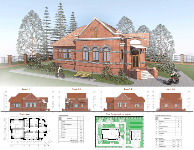 Проект дома из кирпича (130 м.кв.)