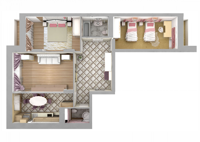 Дизайн интерьера квартиры (вид сверху)