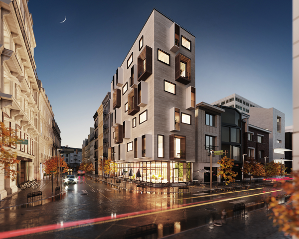 Визуализация жилого дома (ночь)