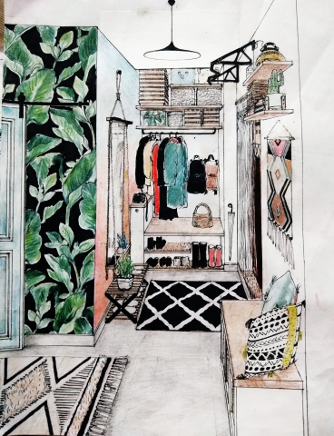 Прихожая в однокомнатной квартире. Эскиз "от руки"