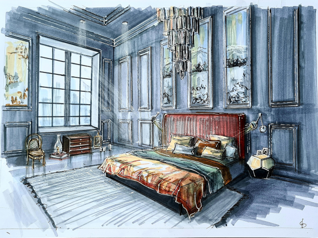 Скетч классического интерьера