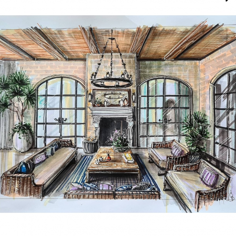 Скетч гостиной