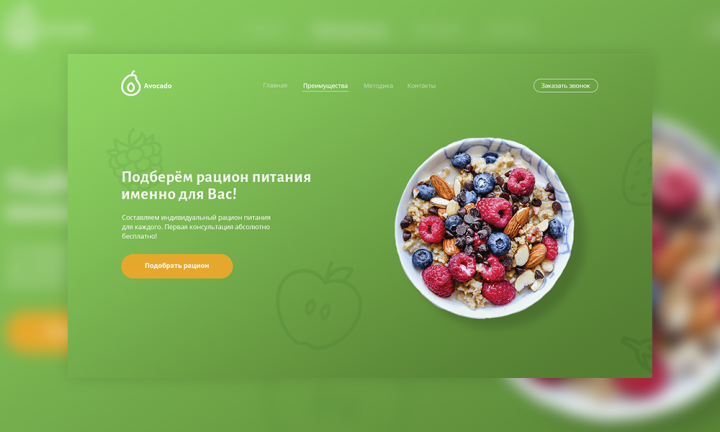Услуги по составлению рациона питания "Avocado"