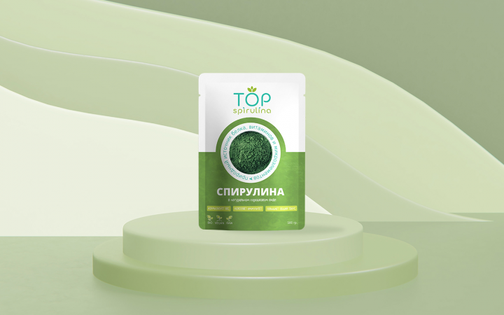 Концепт редизайна упаковки и логотипа TOP Spirulina