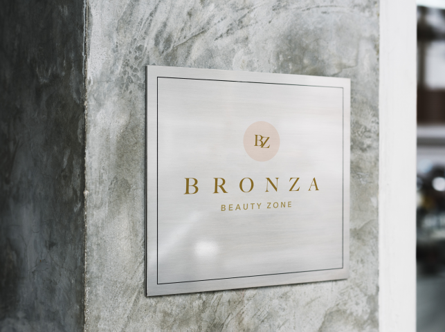 логотип и вывеска бьюти студия BRONZA