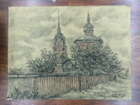 Храм в Суздале . Граф.,уголь,пастель 2014г.