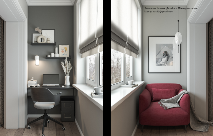 Проект площадью 100 кв.м. в Выхино-Жулебино. Балкон №2